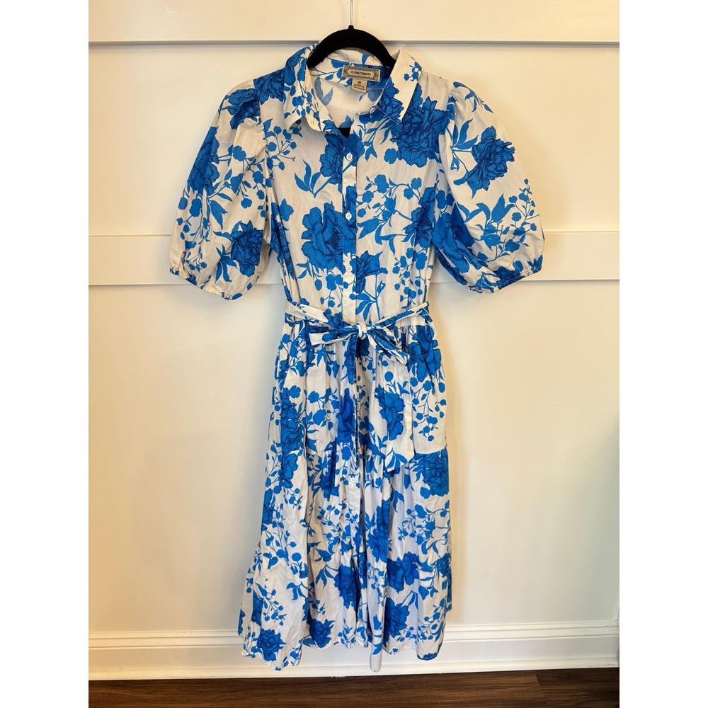Flying tomato blue and white midi dress size medium
